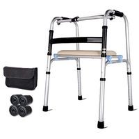 DQ-Walker Medical Walking Aids Drive Folding Light Weight with Sitting Board,Non-Slip Mat and Comfortable Armrest Max Bearing Weight 180kg(400 Lbs)