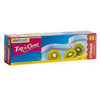 Plastimade Zip'n'Close Disposable Plastic Resealable Storage Bags, 1 Gallon Size, 40 Bags, Great for Home, Office, Vacation, Traveling, Sandwich, Fruits, Nuts, Cookies, Or Any Storage Needs (1 Pack)