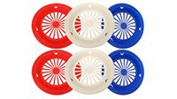 Set of 6 Patriotic Reusable Plastic Paper Plate Holders for 9" Plates, Red White and Blue Patriotic Colors, Perfect for 4th of July, BBQ's, Parties, Camping (6)