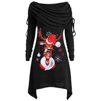 ocund Women Christmas Tops Merry Christmas Letter Santa Claus Printing Twisted Long Sleeve Top