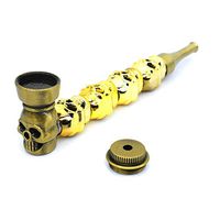 Yes, This is The Portable Alloy Personalized Skull herb Tool You've Been Looking for with 10 Stainless Steel mesh Filters (Gold)