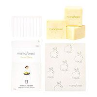 Mamaforest Non-Irritant, Skin Soothing, Eco-Friendly, Zero Waste, Plastic Free Dishwash Soap Bar with Coconut Oil, Argan Oil, Sugar & Salt | Natural Dish Bar (Pack of 3) w/Silicone Tray, Dishcloth