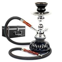 GStar 11" Premium 1 Hose Hookah Complete Set - Mini Pumpkin Hookah Glass Vase (Ninja Black + Case)