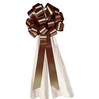 Brown Wedding Pull Bows with Tulle Tails - 8" Wide, Set of 6, Thanksgiving, Fall, Wreath, Decoration, Birthday