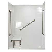 Ella's Bubbles 6033 BF 5P 1.0 R WH SP36 Standard Multi-Piece Barrier Free Roll In Shower