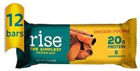 Rise Whey Protein Bar, Snickerdoodle, Healthy Breakfast Snack Bar, 20g Protein Bar 3g Dietary Fiber, 4 Natural Whole Food Ingredients, Simplest Non-GMO, Gluten Free, Soy Free Bar, 12 Pack