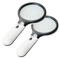 2 Pack Magnifier 3 LED Light, Marrywindix 3 X 45X Handheld Magnifier Reading Magnifying Glass Lens Jewelry Loupe