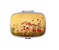 Qien BaiSei Old Flower Pill Box/Pill case-Rectangular Pocket Pill Box/case-Two Compartments for Keeping Pill Box/case