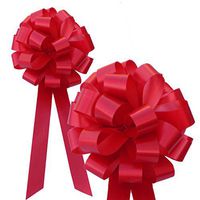Red Pull Bows with Tails - 8" Wide, Set of 6, Healthcare Workers Support Ribbon, Valentine's Day, Large Bows for Christmas Gifts, Wedding Decor, Mother's Day