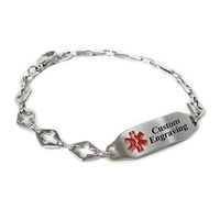 My Identity Doctor - Ladies Medical Alert Bracelet with Engraving - 316L 6mm Steel Cross - Red - Wrist Size 6 Inch