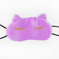 Grandey Cute Cat Sleeping Eye Mask Nap Cartoon Eye Shade Sleep Mask Black Mask Bandage on Eyes for Sleeping- (Purple)