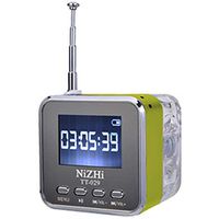 Portable NIZHI TT-029 Luminous LCD Mini Speaker TF Micro SD USB Disk WMA/WAV/MP3 Music Player Clock Alarm FM Radio (Blue)