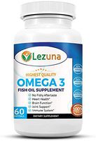 Lezuna Premium Fish Oil 2000 MG Omega 3, 800mg EPA, 400mg DHA, Burpless, 60 Softgels