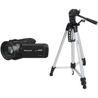 Panasonic Hc-V800 HD Camcorder, 24x Leica Dicomar Lens, 1/2.5" Bsi Sensor, Three O.I.S. Stabilizer Systems, Wireless Twin-Camera Capture with AmazonBasics 60-Inch Lightweight Tripod with Bag