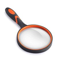 Jinxuny 10X Magnifying Glass Thickened Magnifier Rubber Drop Resistant Magnifying Glass with Hanging Hole for Reading Inspection Observing Insects Rocks Map for Seniors & Kids (Black+Orange)