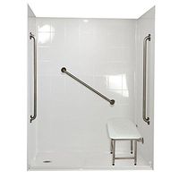 Ella's Bubbles 6033 BF 5P 1.0 L WH SP36 Standard Multi-Piece Barrier Free Roll In Shower