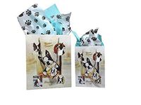 Dog Breed Gift Bags Set of Two with Tissue Paper (Boston Terrier)