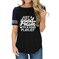 Aniywn Womens Casual Graphic Tee Short Sleeve Summer Striped Letter Print o Neck Tops Shirts S-XXL Black