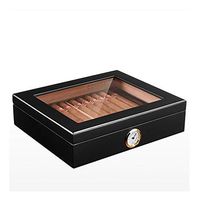 BNSDMM Cigar Humidors - Cigar Box Moisturizing Alcoholic Cedar Wood Transparent Sunroof Built-in Humidifier Approx. 35 Pack (Color : C)