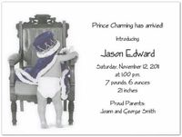 Prince Charming Birth Announcements - Set of 20
