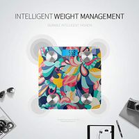 Bluetooth Weighing Scales for People Cartoon Cute Colorful Painting Flowers Scales Digital Weight Body Fat Composition Monitor Analyzer with Smartphone App for Body Management-396 Lbs