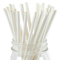 Paper Straws Straight White Pattern - Eco Friendly Wedding Straws - Dozens of Designs & Perfect For Any Party! Frozen Dessert Supplies - 50 Count