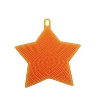 Auwer Silicone Dish Washing, Star Shaped Silicone Dishwashing Cleaning Sponge Brush Towel Scrubber Multipurpose Tool for Kitchen Wash Pot Pan Dish Bowl/Wash Fruit and Vegetables (Orange)