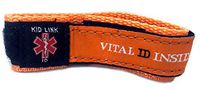 Kids Youth Adjustable Medical Vital Alert ID Bracelet (Orange)