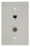 Leviton 40539-CMW Midsize Telephone/Video Wall Jack, 6P4C X F, White