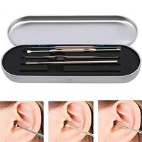 WXNUH 4 in 1 Ear Wax Remover Earwax Pick Cleaner Kit Stainless Steel Spiral Ear Pick Ear Cleaner Prevent Ear-Pick Clean Tools Ear Care Kit Portable