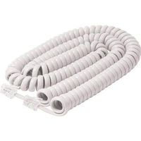 50 Foot Long White Handset Curly Cord White Premium Telephone Cable Cord
