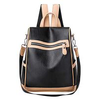 Womens PU Leather Backpack, Girl Students Schoolbags Waterproof Large Capacity Anti-Theft Shoulder Bag Leisure Travel Shopping Daypack for Book, Phone, Toiletries, Wallet Storage Pack (Black)