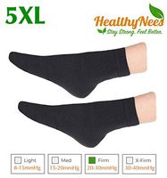 HealthyNees Closed Toe Ankle Plus Size Foot 20-30 mmHg Compression Grade Feet Swelling Energy Circulations Extra Wide Sleeve (Black, Extra Wide Ankle 5XL)