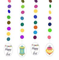 Zaffron Shop Eid Lanterns Party Multicolored Hanging Decorations (4 Pack)