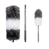 Extendable Feather Duster, Bendable Microfiber Stainless Steel Extra Long Telescopic Dusters, Easy to Absorb Dust Anti Static,for Cleaning High Ceiling Fans, Blinds, Cobweb, Cars,Grey,Section A