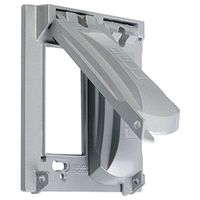 Hubbell-Bell MX2050S Two Gang Two Device Flat Metal Weatherproof Receptacle Cover, Grey
