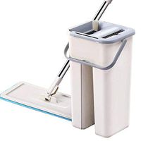 BTYAY Flat Floor Mop and Bucket Set for Home Floor Cleaning, Hands Free Floor Flat Mop, Stainless-Steel Handle, Reusable Microfiber Pads