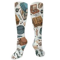 3D Printed Compression Socks for Men & Women - Fantasy Items Book Box Bottle Magical Items Drawings - Best Athletic Medical Knee High Long Socks Fit for Running/Hiking/Travel