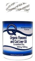 Organic Flaxseed and Cod Liver Oil (Emulsified Dry) 500mg/500mg 200 Capsules ^GLS