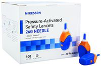 McKesson 16-PASL26G SAFETY Lancet Fixed Depth Lancet Needle 1.8 mm Depth 26 Gauge Pressure Activated (Pack of 100),Blue