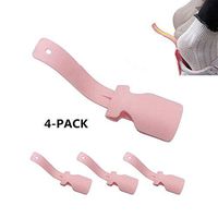 Lazy Shoe Helper, Shoe Horn Plastic Handhold Portable Shoe Lifting Helper Sock Slider for Elderly Pregnancy Disabled Fits All Shoes All Age (4-Pack, Pink)