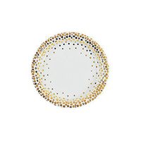 White with Gold Foil Dots Paper Dessert Plates