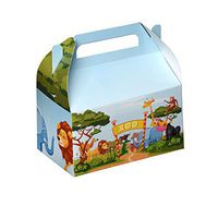 Hammont Paper Treat Boxes - Party Favors Treat Container Cookie Boxes Cute Designs Perfect for Parties and Celebrations 6.25" x 3.75" x 3.5" (10 Pack) (Zoo)