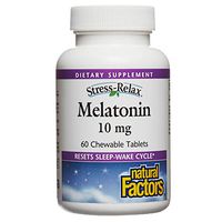 Stress-Relax Melatonin 10 mg by Natural Factors, Natural Sleep Aid, Resets the Sleep-Wake Cycle, 60 chewable tablets (60 servings), Peppermint Flavor