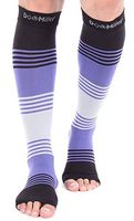 Doc Miller Premium Calf Compression Sleeve Dress Series 1 Pair 20-30mmHg Strong Calf Support Cute Toeless Socks Running Recovery Varicose Veins XL 2XL 3XL (Open Toe BlackPurpleGray, XX-Large)