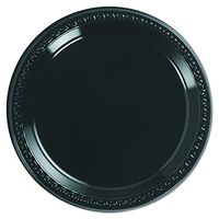 Huhtamaki 81409 9 Inch Diameter Black Color Heavyweight Plastic Round Plate 125-Pack (Case of 4)