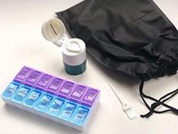 Ultimate Combination of Multi-Function Set of Pill Cutter, Splitter, Crusher/Grinder with Small Pill Box Container. Free Cleaning Brush. Plus AM PM Pill Organizer New Version