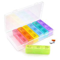Airror Pill Organizer, 7-Day AM PM Weekly Pill Case 21 Compartments Not Easy to Mix, Colorful Weekly Travel Pill Planner, Portable Travel Kits, Daily Reminders of Drugs 2 Times (Rainbow 3 Row)