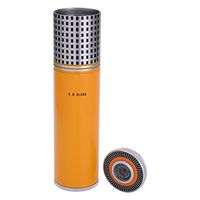 LEBIN Gadgets Aluminium Alloy Travel Cigar Tube Portable Jar Mini Humidor Humidifier Hygrometer (Yellow)