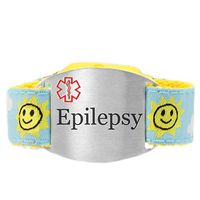 StickyJ USA Pre-Engraved Epilepsy Medical Bracelet with Sunny Skies Themed Strap